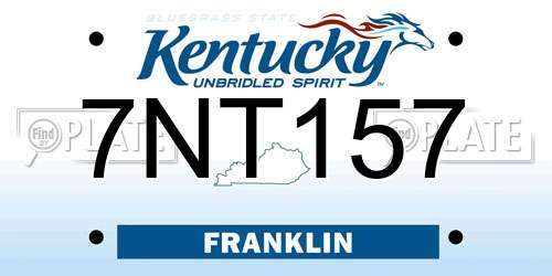 7NT157 Kentucky License Plate