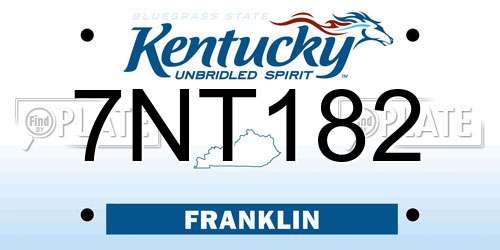 7NT182 Kentucky License Plate