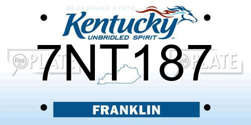 7NT187 Kentucky License Plate