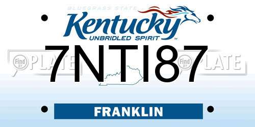 7NTI87 Kentucky License Plate