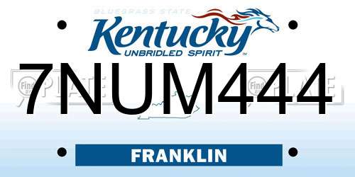7NUM444 Kentucky License Plate
