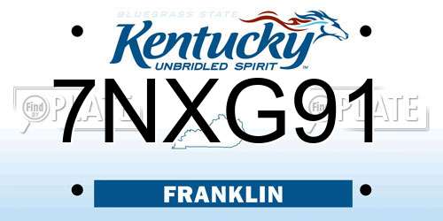 7NXG91 Kentucky License Plate