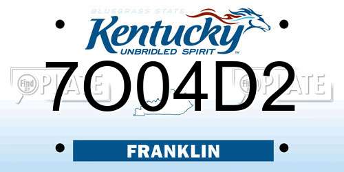 7O04D2 Kentucky License Plate