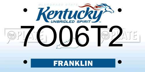 7O06T2 Kentucky License Plate