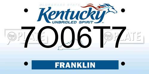 7O06T7 Kentucky License Plate