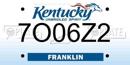 7O06Z2 Kentucky License Plate