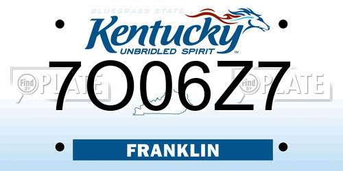 7O06Z7 Kentucky License Plate