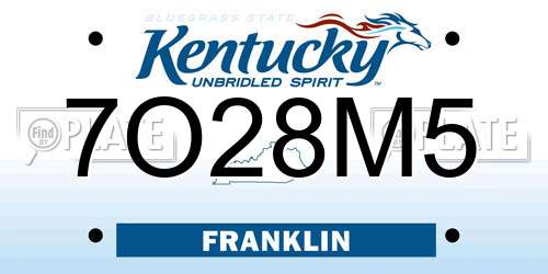 7O28M5 Kentucky License Plate