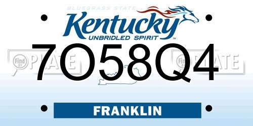 7O58Q4 Kentucky License Plate
