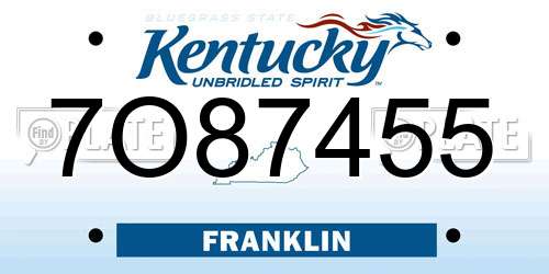 7O87455 Kentucky License Plate