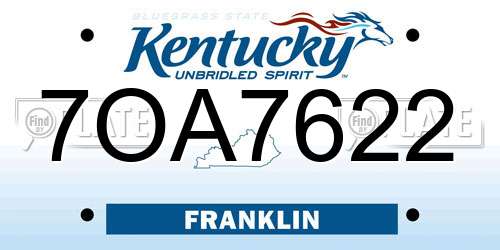 7OA7622 Kentucky License Plate
