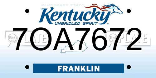 7OA7672 Kentucky License Plate