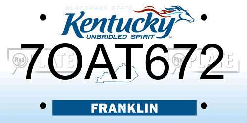 7OAT672 Kentucky License Plate