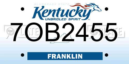 7OB2455 Kentucky License Plate