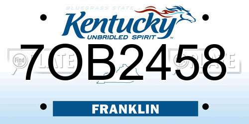 7OB2458 Kentucky License Plate