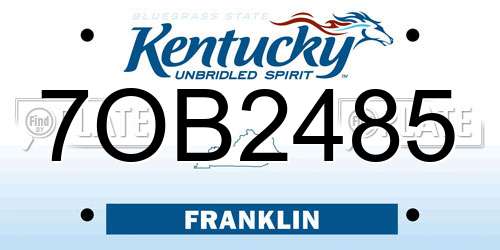 7OB2485 Kentucky License Plate