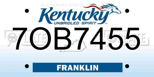 7OB7455 Kentucky License Plate