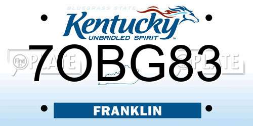 7OBG83 Kentucky License Plate