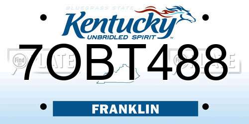 7OBT488 Kentucky License Plate