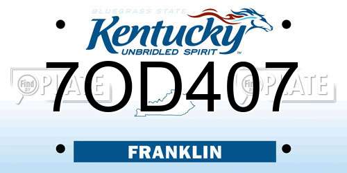 7OD407 Kentucky License Plate