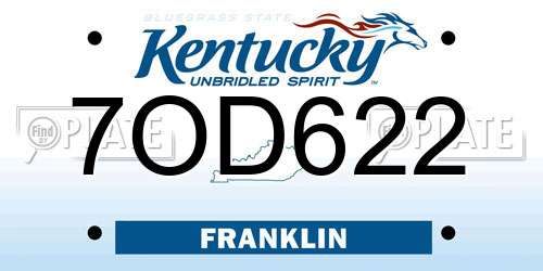 7OD622 Kentucky License Plate