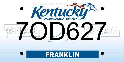 7OD627 Kentucky License Plate