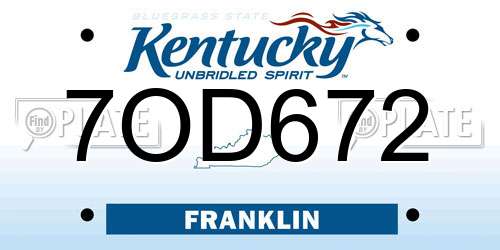 7OD672 Kentucky License Plate