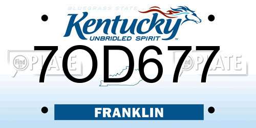 7OD677 Kentucky License Plate