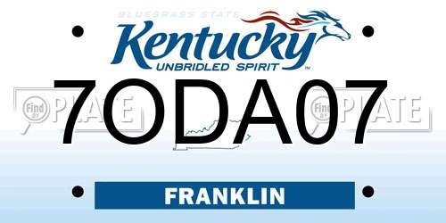 7ODA07 Kentucky License Plate
