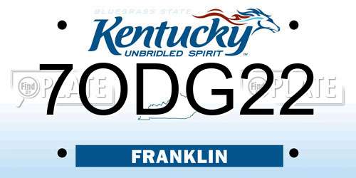 7ODG22 Kentucky License Plate