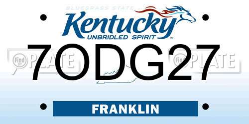 7ODG27 Kentucky License Plate