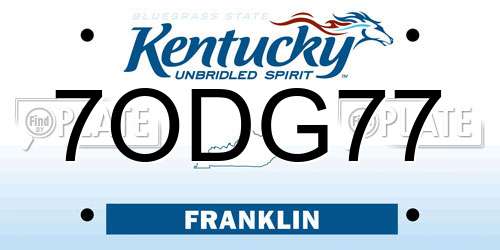 7ODG77 Kentucky License Plate