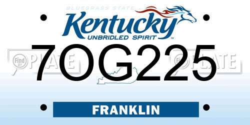 7OG225 Kentucky License Plate