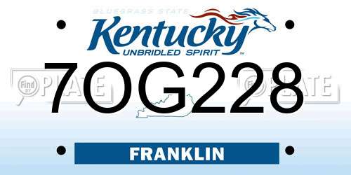 7OG228 Kentucky License Plate