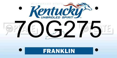 7OG275 Kentucky License Plate