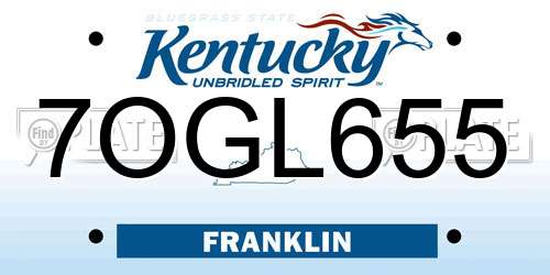 7OGL655 Kentucky License Plate