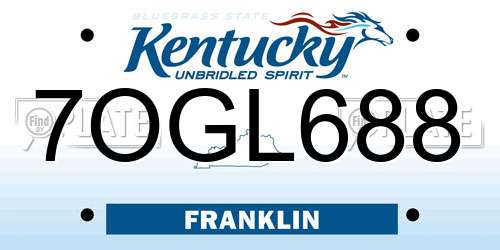 7OGL688 Kentucky License Plate