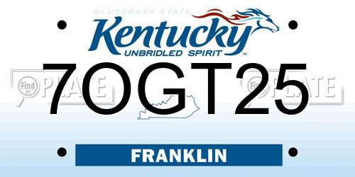 7OGT25 Kentucky License Plate