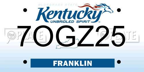 7OGZ25 Kentucky License Plate