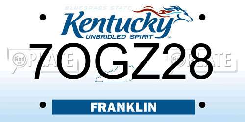 7OGZ28 Kentucky License Plate