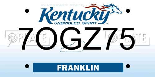 7OGZ75 Kentucky License Plate