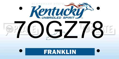7OGZ78 Kentucky License Plate