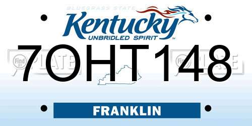 7OHT148 Kentucky License Plate