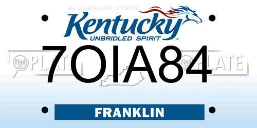 7OIA84 Kentucky License Plate