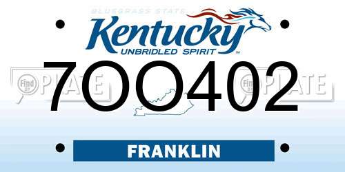 7OO402 Kentucky License Plate