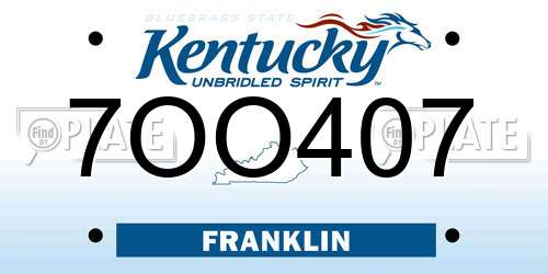 7OO407 Kentucky License Plate