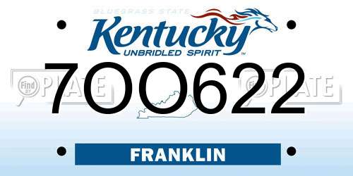 7OO622 Kentucky License Plate