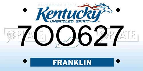 7OO627 Kentucky License Plate