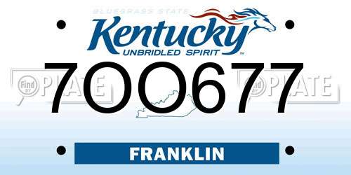 7OO677 Kentucky License Plate