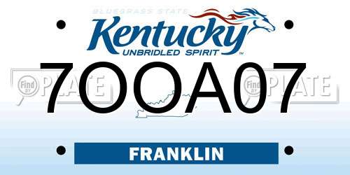 7OOA07 Kentucky License Plate